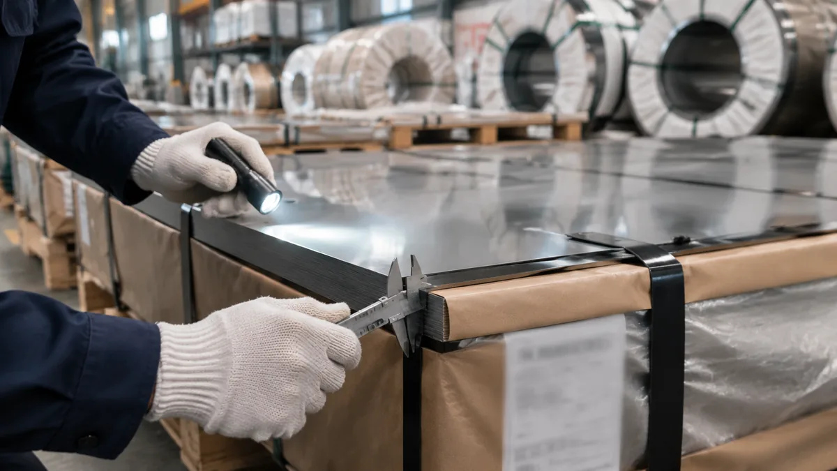 Stainless steel sheet cutting and fabrication inspection before shipment